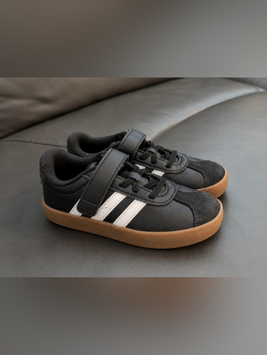 adidas Other - adidas Black Sneakers with White Stripes and Gum Sole